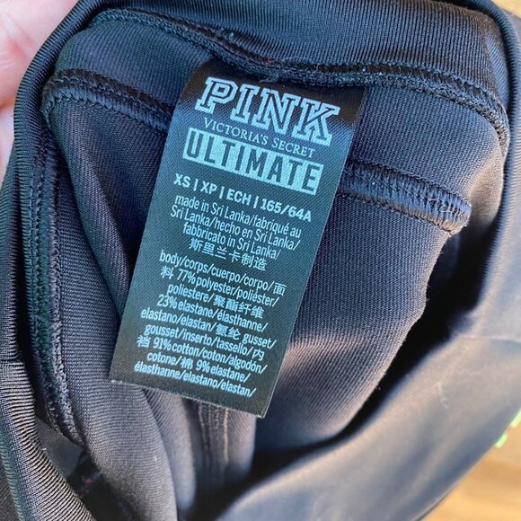 Pink Victoria’s Secret Ultimate Black Rainbow Striped Bike Women’s Shorts Size X - Picture 3 of 8